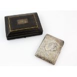 Victorian silver card case, by Hilliard & Thomason, Birmingham 1893, chased with scrolls and set