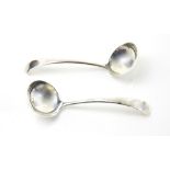 Pair of George VI silver Old English pattern sauce ladles, by Josiah Williams & Co., London, 1937,