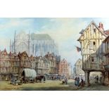 Pierre Le Boeuff (fl. 1899-1920) Cathedral of St Pierre Beauvais, watercolour, signed, 38cm x 55cm.