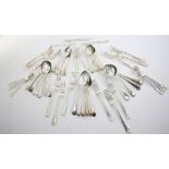 George V & VI part canteen of silver Old English pattern cutlery, comprising six tablespoons, twelve