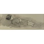 Constance Stubbs (British, 1927-2015), study of a reclining boy, charcoal and wash, signed in pencil