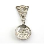 Scottish silver Celtic pattern caddy spoon, by Hamish Dawson-Bowman, the Founder of Celtic Art