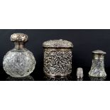 Edward VII silver canister, chased with flowers and scrolls, by Henry Matthews, Birmingham 1904, 8