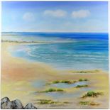 Sandra Francis (British), 'Seaweed On The Rocks', 2017, acrylic on canvas, signed SF lower left,