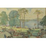 Flora Caroline Twort (British, 1893-1985) of Petersfield, fairground scene signed watercolour,