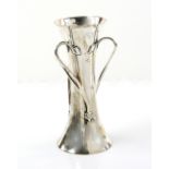 Art Nouveau silver vase by Carrington & Co. London 1901, the tapering body with three stylised