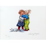 Three Shirley Hughes, signed limited edition prints, comprising 'Girl Friends', 14cm x 19cm, 66/195,