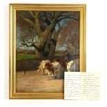 Robert Gustave Meyerheim (German, 1847-1920), pastoral scene with cows under a tree, apparently
