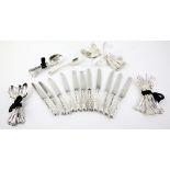 Associated set of silver Kings pattern flatware, various dates and makers including Joseph &