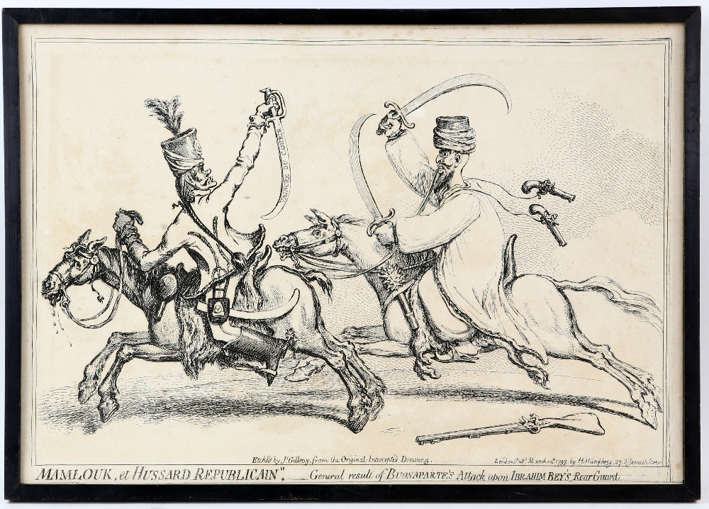 James Gillray (British, 1757-1815), 'Memouk, et Hussard Republican', 1799, etching, published - Image 3 of 4