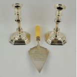 Victorian silver pair of candlesticks, London 1895, 16.5 cm high, with filled bases, and a