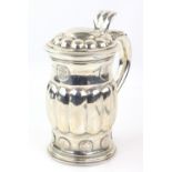 Victorian silver tankard, by Thomas Johnson II, London 1888, the body lobed with coin set borders,