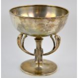 George V silver three-handled cup on round foot, by Charles Boyton & Son Ltd., London, 1913, 14.5 cm