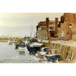 John Yardley (British, 1933), Dockland scene, signed watercolour, 33cm x52cm .
