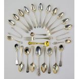 Victorian silver fork and spoon set with foliate moulded stems, by Chawner & Co., London, 1855, and