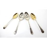 Pair of George III silver berry spoons, with foliate moulded handles, maker's mark 'RB', London,