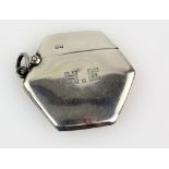 Edward VII silver vesta case, the plain hexagonal case with initial engraving, by Sampson Mordan &