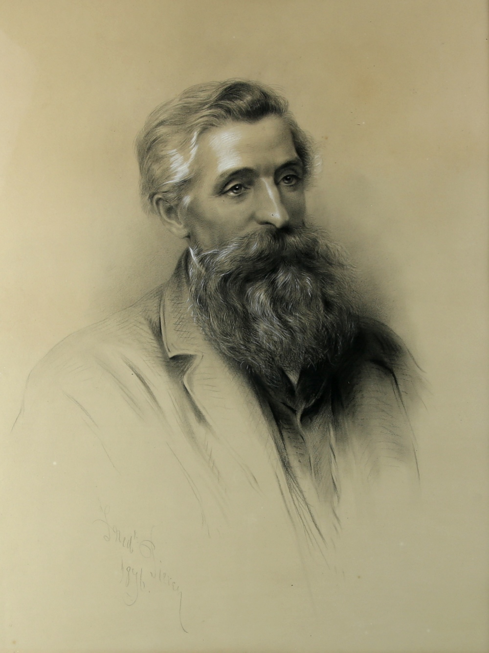 Frederick Piercy (British / American, 1830-1891), Portrait of a Pre-Raphaelite gentleman, - Image 2 of 4