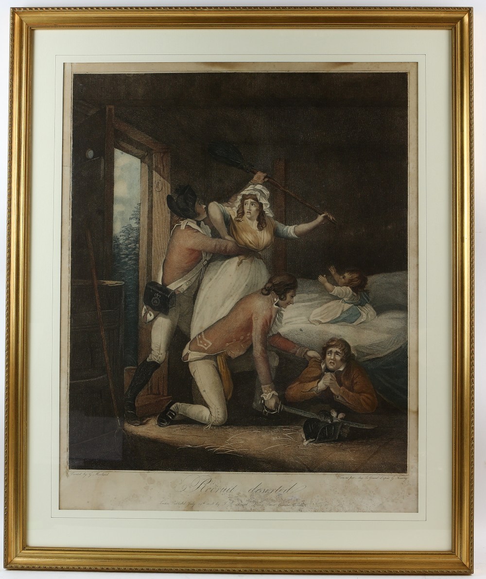 After George Morland (1763-1804), 'Preparing a Recruit' and 'Recruit Deserted', pair of coloured - Image 7 of 16