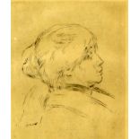 After Renoir (Pierre-Auguste) Berthe Morisot etching, 19cm x16cm, (plate 10cm x 9cm) London