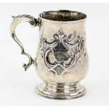 George III silver christening mug, by Hester Bateman, London 1787, chased with two scrolling