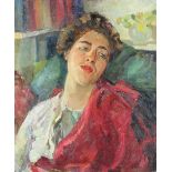 Clemence Dane (British, 1888-1965), portrait of Anne Ryan, signed, oil on canvas, 61cm x 51.5cm.
