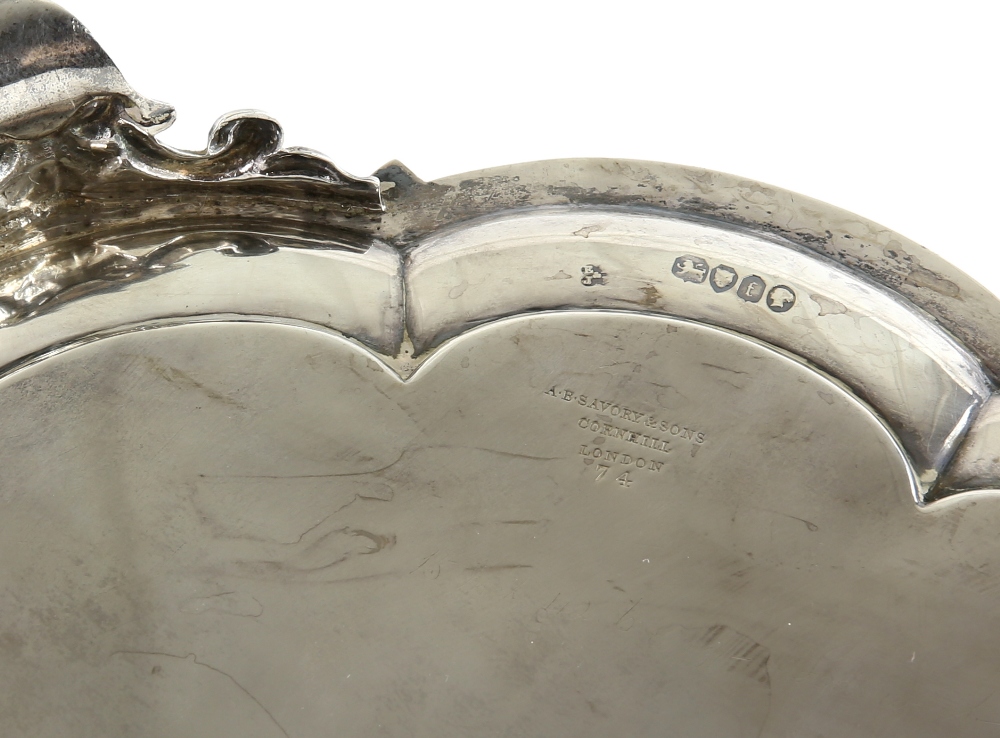 Victorian silver salver of lobed form with engraved decoration on three scroll feet, by Edward and - Image 6 of 6