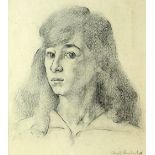 In the style of Arnold Auerbach, shoulder length portrait of a young woman, signed and dated '16,