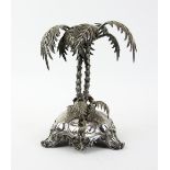 Silver plated palm tree centerpiece with plaque for Muirhead & Son, Glasgow 26cm high.