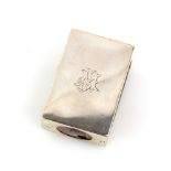Chinese export silver match box holder, embossed with a dragon, maker's mark 'HC' 37g,.