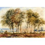 19th century English school, country house, watercolour, 20cm x 30cm, another, fisherwomen on a