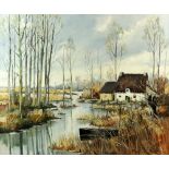 Marcel-Georges Hue (1907-), landscape, signed oil on canvas, 52cm x 64cm .