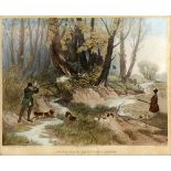 Set of six 19th century shooting prints, comprising 'Woodcock Shooting, December', 'Grouse Shooting,