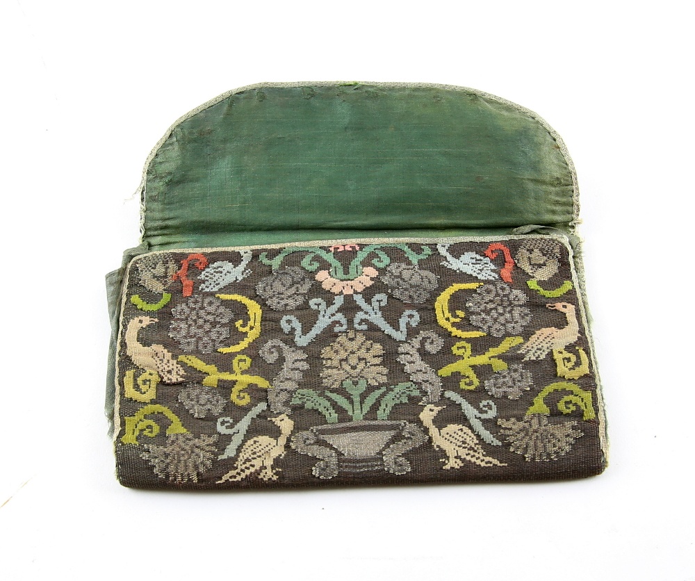 Rare early pocket book / purse, dating from C 1690-1720, the design of central urn with large - Image 4 of 8