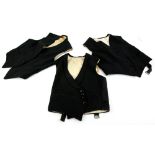 Three Edwardian gentleman's waistcoats in black wool Provenance : Collection from Hinwick House home