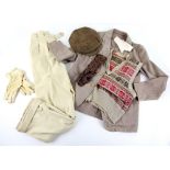 1930's gentlemen's outfit, comprising, wide leg cream trousers with turn ups, lightweight wool