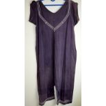 Two Edwardian bathing costumes one in purple with anchor motif, and two 1930's wool costumes