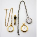 A group of pocket watches, including one late Victorian silver pocket watch, two other base metal