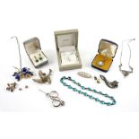 Costume jewellery, including Victorian blue paste necklace, Wedgwood jasperware pendant, jade drop