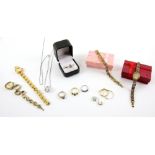 Group of costume jewellery and fashion watches, including rope link chain, an sapphire and paste