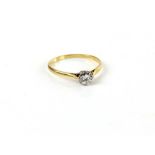 Diamond single stone ring, round brilliant cut, estimated diamond weight 0.50 carat, estimated