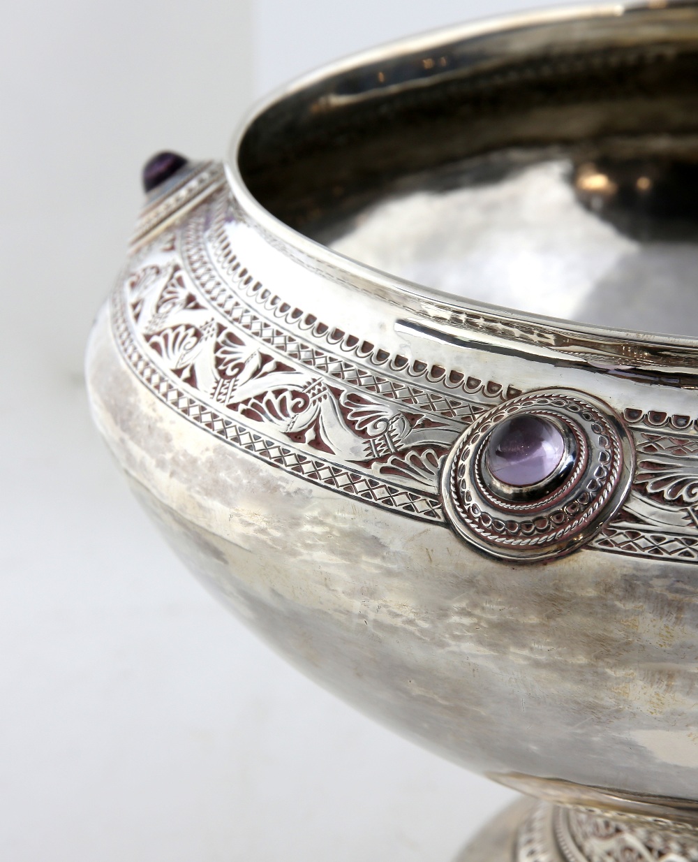 Liberty & Co a large silver bowl with chased frieze, the design of stylised branches and leaves - Image 8 of 11