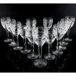 Jasper Conran for Waterford glass, an Aura design suite of glasses, eight champagne flutes, ten wine