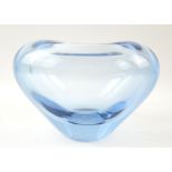Holmegaard heart shaped glass vase from the Menuet series designed by Per Lutken, acid etched