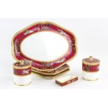 Minton Aesthetic Movement porcelain cabinet wares comprising Pair of porcelain canisters enamelled