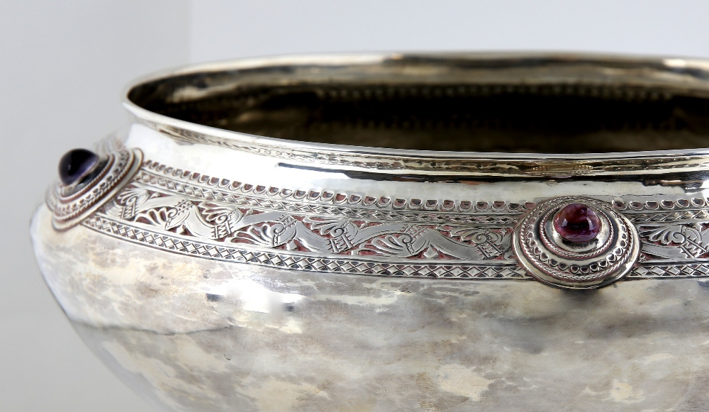 Liberty & Co a large silver bowl with chased frieze, the design of stylised branches and leaves - Image 6 of 11