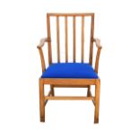Edward Barnsley (1900-1987), Cotswold School an oak elbow chair with open rail back, square