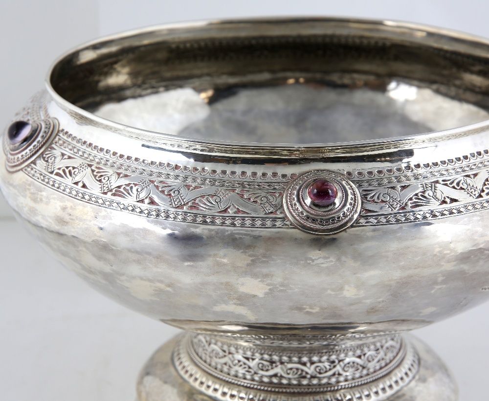 Liberty & Co a large silver bowl with chased frieze, the design of stylised branches and leaves - Image 7 of 11