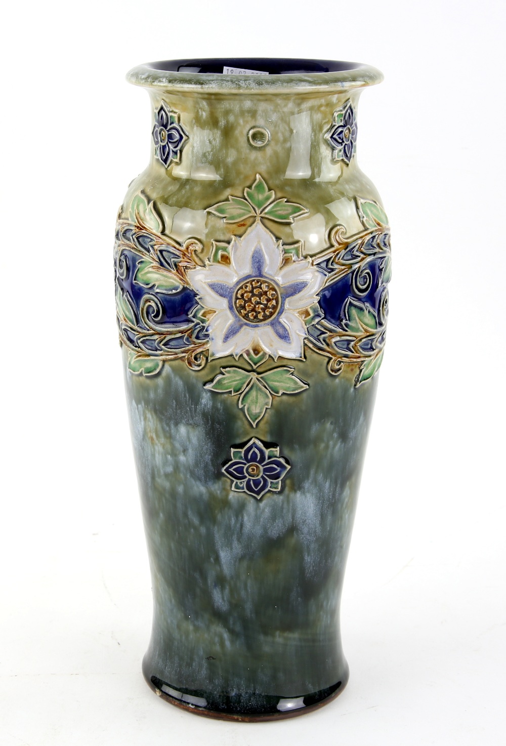 A Doulton vase by Ethel Beard with formal tube lined decoration, incised marks to base .