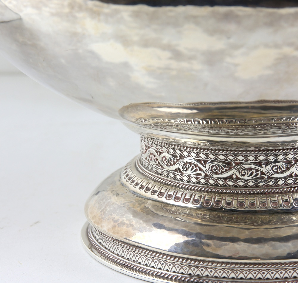 Liberty & Co a large silver bowl with chased frieze, the design of stylised branches and leaves - Image 9 of 11